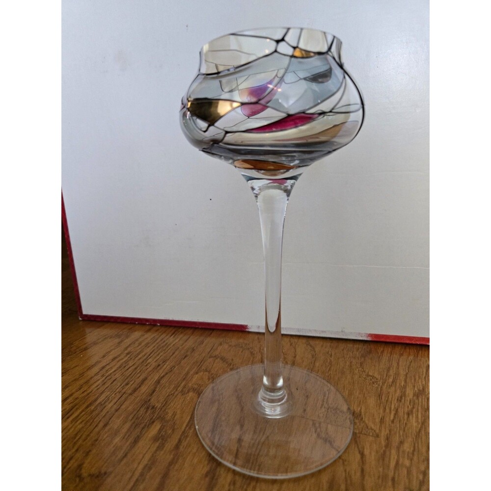 Partylite P0016 Calypso Mosaic Stemmed Votive Holders 8" H *includes 6 tealights